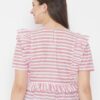 WineRed Pink Cotton Striped Top
