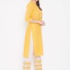 Winered Yellow Straight Cotton Embroidered Kurta and Pant Set