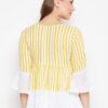Winered Yellow Striped Rayon Empire Waist Top