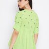 Winered Light Green Embroidered Cotton Regular Top