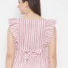 Winered Pink a Line Cotton Striped Top