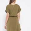 Winered Green Sheath Crepe Solid Dress
