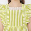 Winered Green a Line Cotton Striped Top