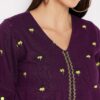 Winered Purple a Line Cotton Embroidered Top