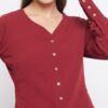 Winered Maroon Solid Polyester Shirt Style Top