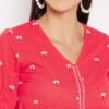 WineRed Red a Line Cotton Embroidered Top