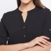 Winered Black Solid Polyester Shirt Style Top