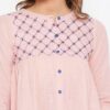 Winered Pink Embroidered Cotton Shirt Style Top