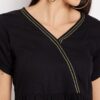 Winered Black a Line Rayon Embroidered Top