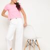 Winered White Straight Trouser