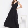 Winered Black Solid Maxi Dress