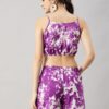 WineRed Woman Purple 3pcs Kimono Shorts Set