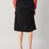 WineRed Woman  Black Side Bow Crepe skirt