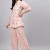 WineRed Women White And Pink Cotton Co-ord Set