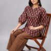 WineRed Woman Maroon Cotton Co-ord Set