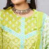 WineRed Woman Lime Green With Tarquise Border kurta Set