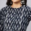Winered Women Black And White Ikat Print Front Opening Tunic