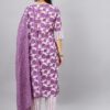 WineRed Women Purple Floral Gota Detailed Neck Kurta set with dupatta