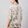 WineRed Woman Beige Placement Print Oversized Shirt With Shorts