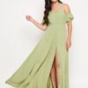 Winered Light Green Crepe Long Dress