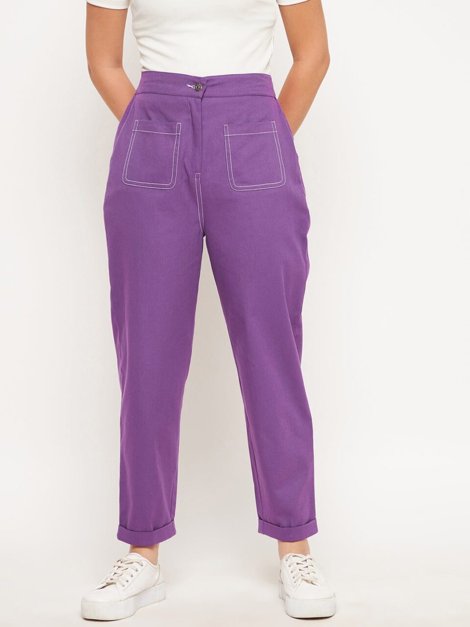 Purple Trouser With Contrast Thread