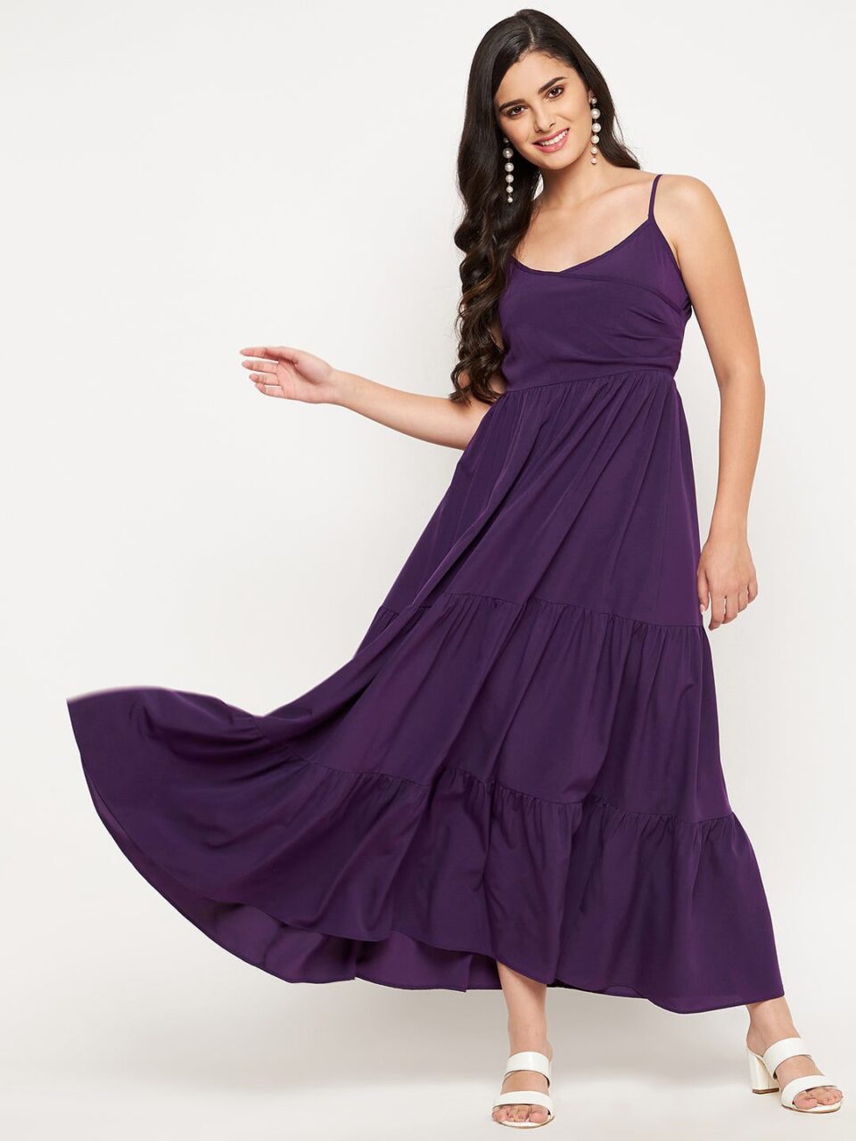 Purple Tiered Long Dress