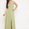 Winered Light Green Long Dress With Lace at Waist Dress