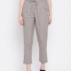 Winered Grey Regular Fit Cotton Solid Trouser