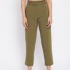 Winered Olive Green Regular Fit Polyester Solid Trouser