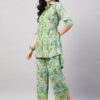 WineRed Woman Green Paisley Print Hi-Low Co-ord Set with Scrunchies