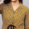WineRed Woman Mustard Pineapple Print With Functional Contrast Dori Night-Suit