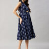 WineRed Women Navy Blue Front Triangle Cut -out A-line Dress