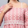 WineRed Woman One- Shoulder Chevron Print Co-ord Set