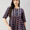 Blue Floral Print Top for women by WineRed