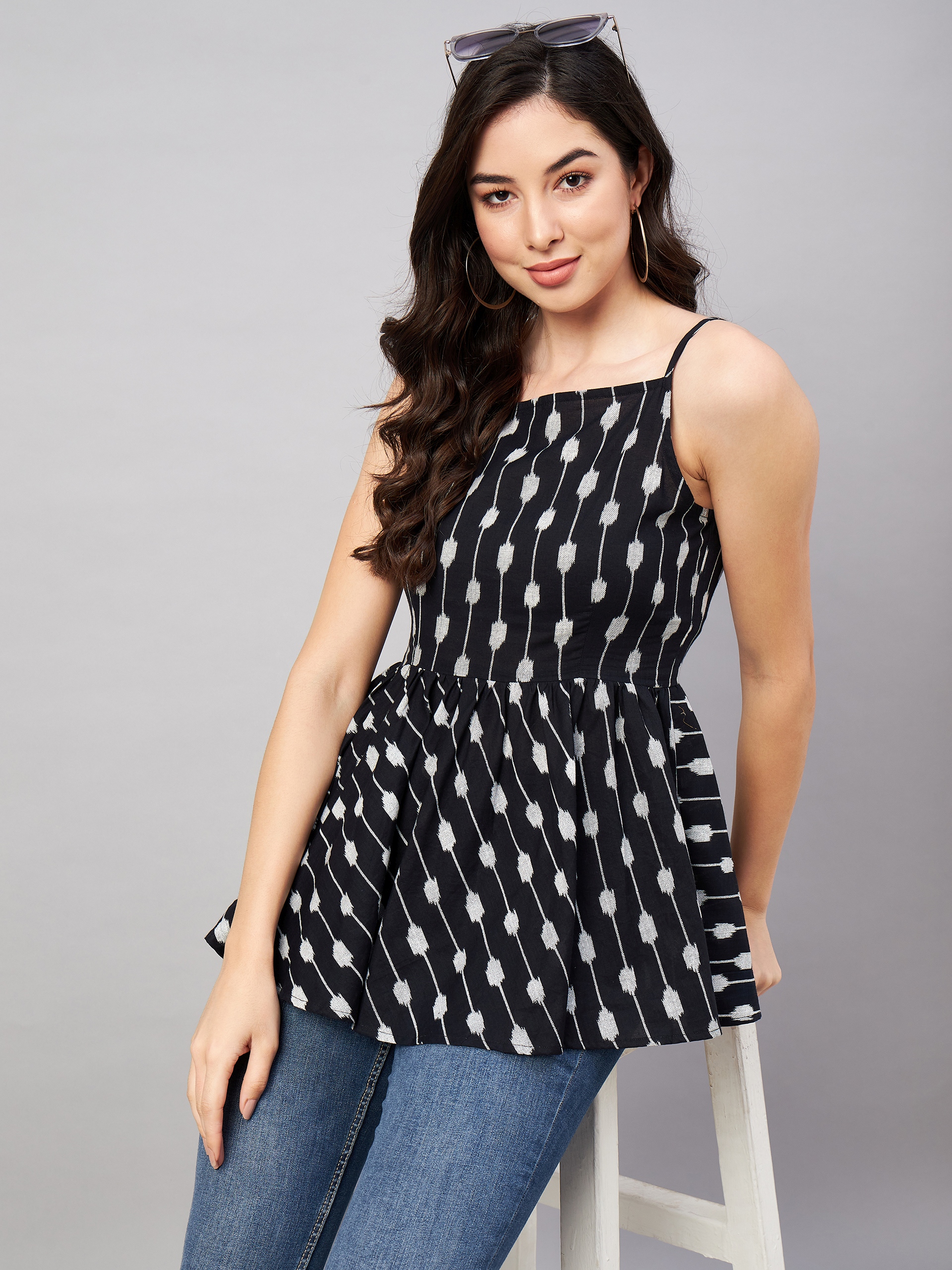 Chic Black Cotton Top  Trendy Western Tops for Women