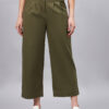 Olive Green Cotton Trouser for Women - Latest Ladies' Design