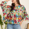 WineRed's Flared Top - Multi-Colored Abstract Print for Women.