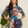 WineRed's Multicolor Front Opening Printed Tunic for Women